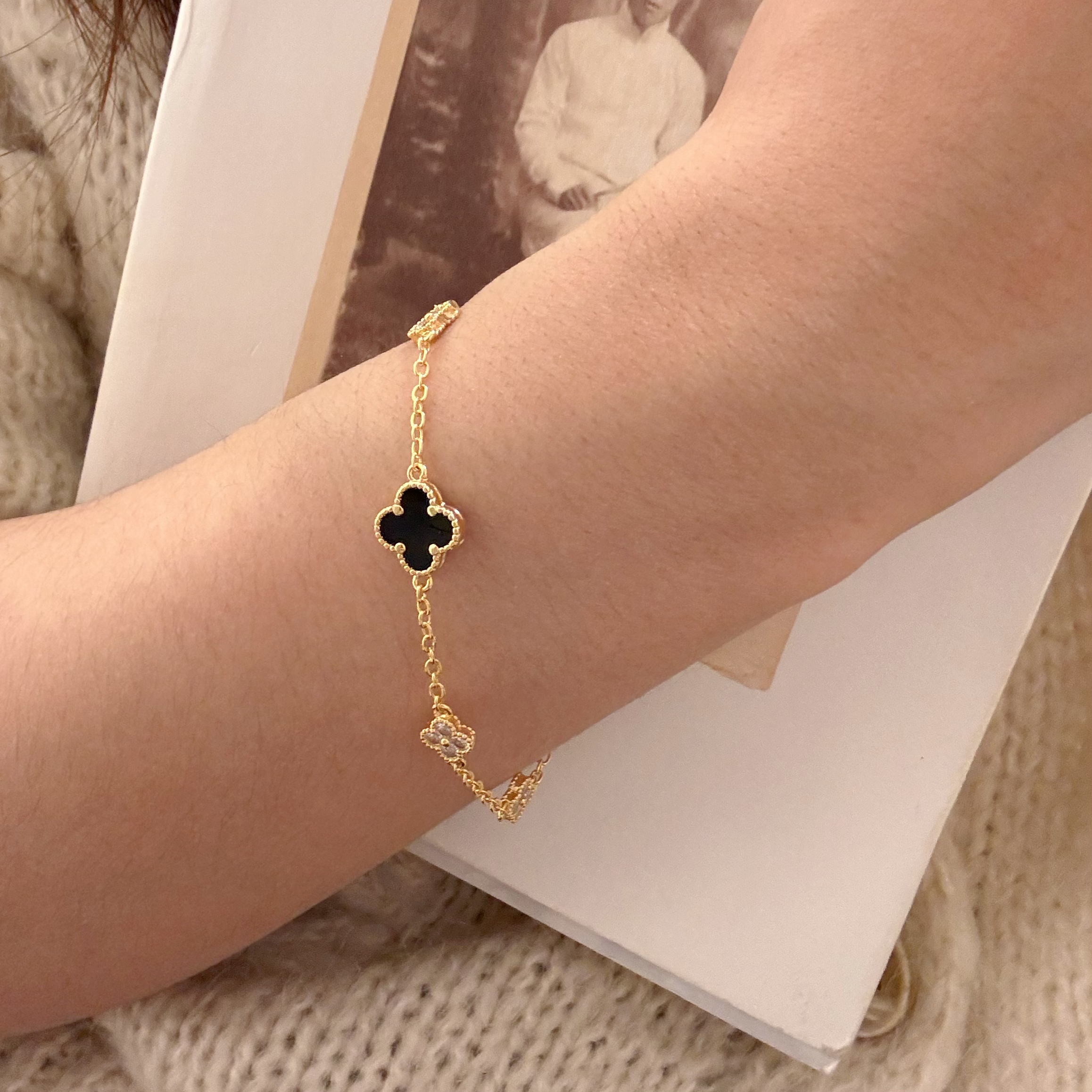 铜合金手链  四叶草手链 时尚简约饰品