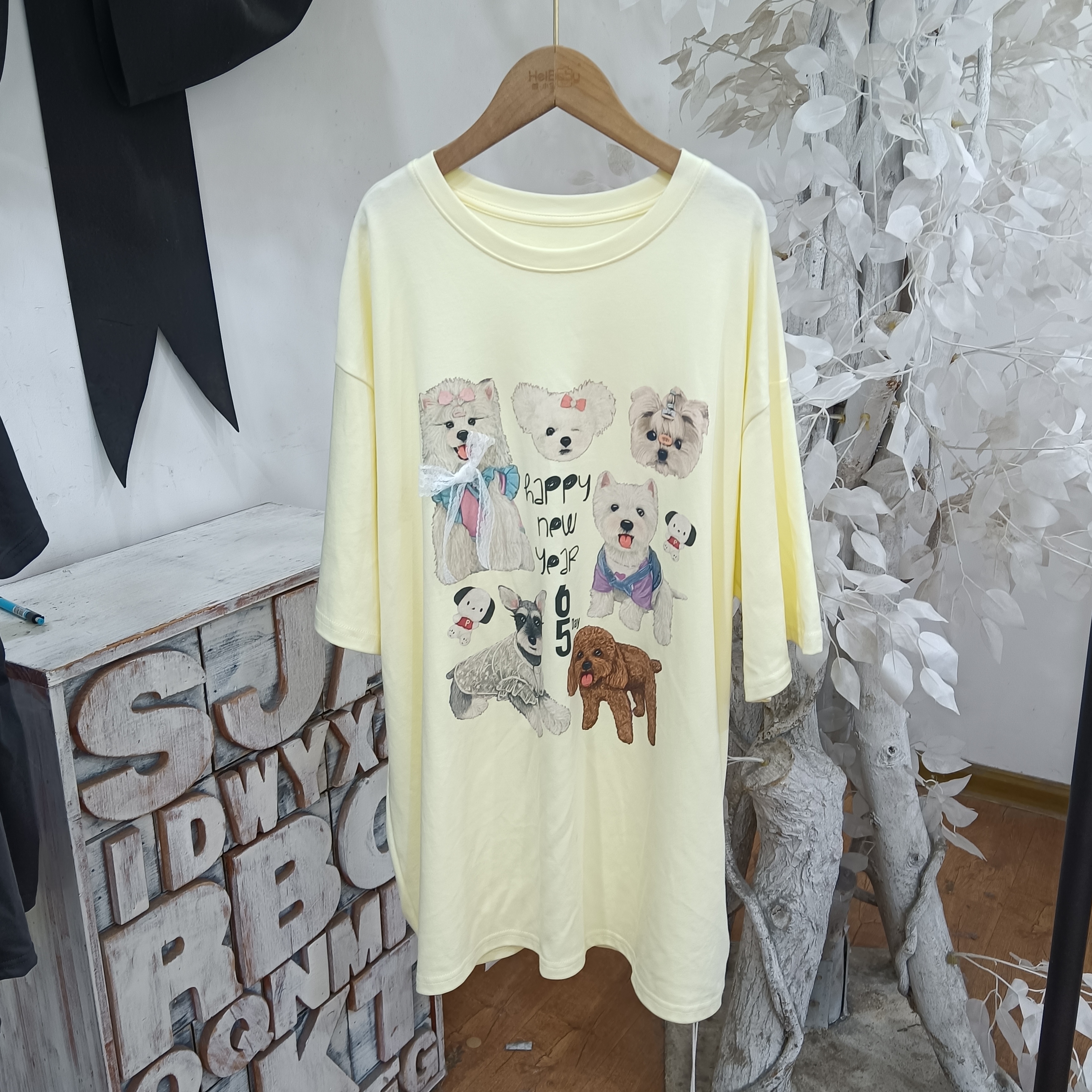 V781黄色小狗青少年大版T