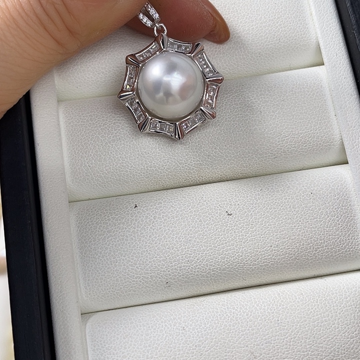 银S925镶嵌吊坠(不含链)海水珍珠