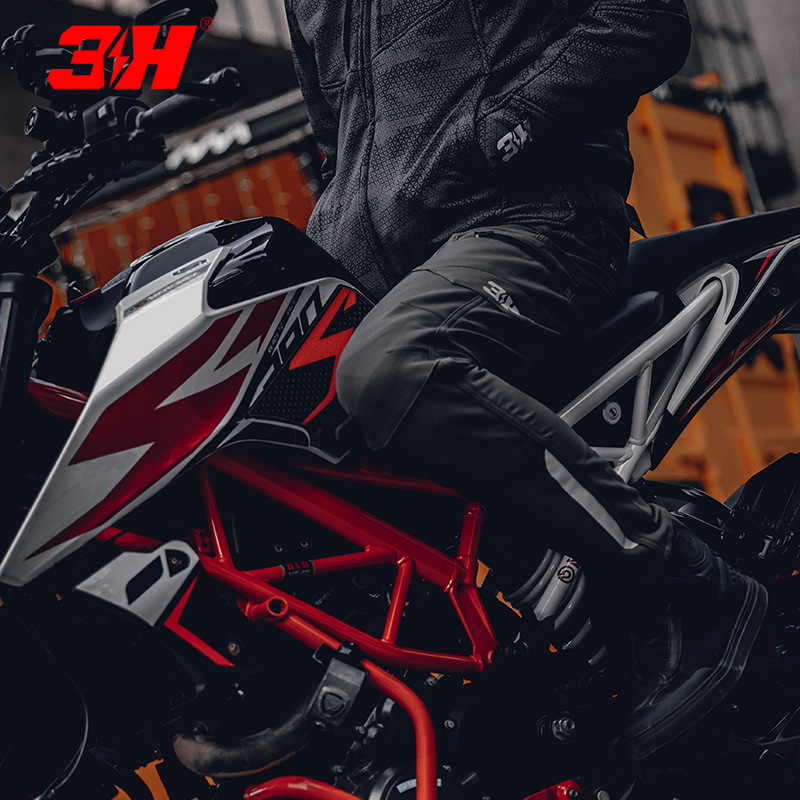 3H闪电摩旅反光男骑行裤通勤防风摩托车护具机车内置御寒透气