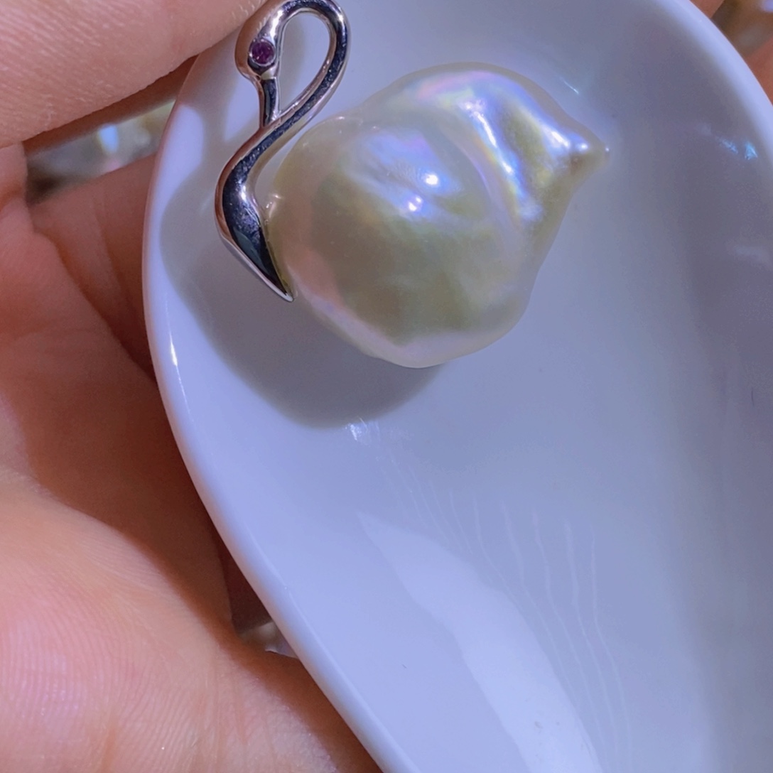 银S925镶嵌淡水珍珠微瑕