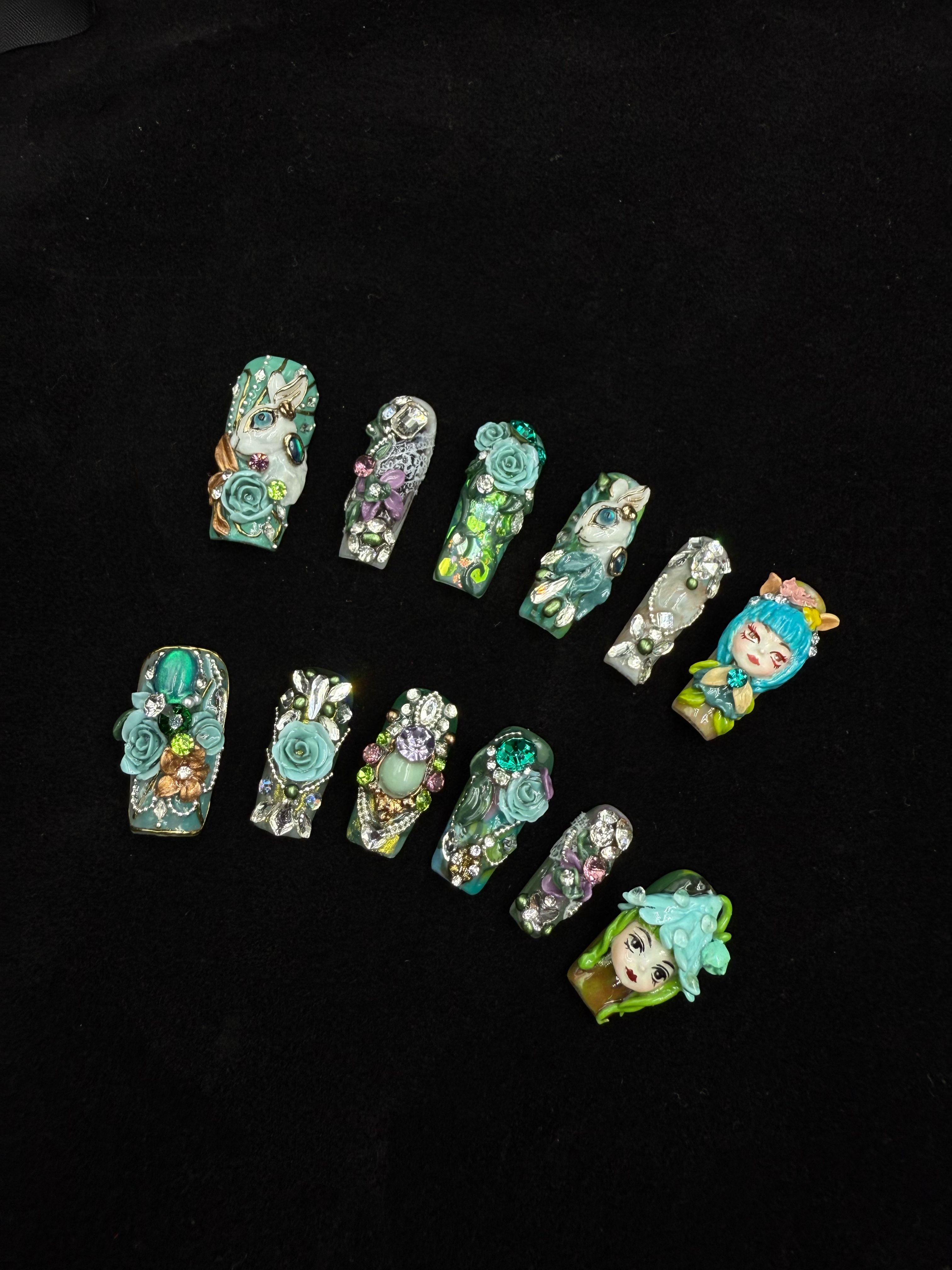 【Dandan出品】蓝玫花境12片 纯小众穿戴贴片 重工设计私定娃娃款