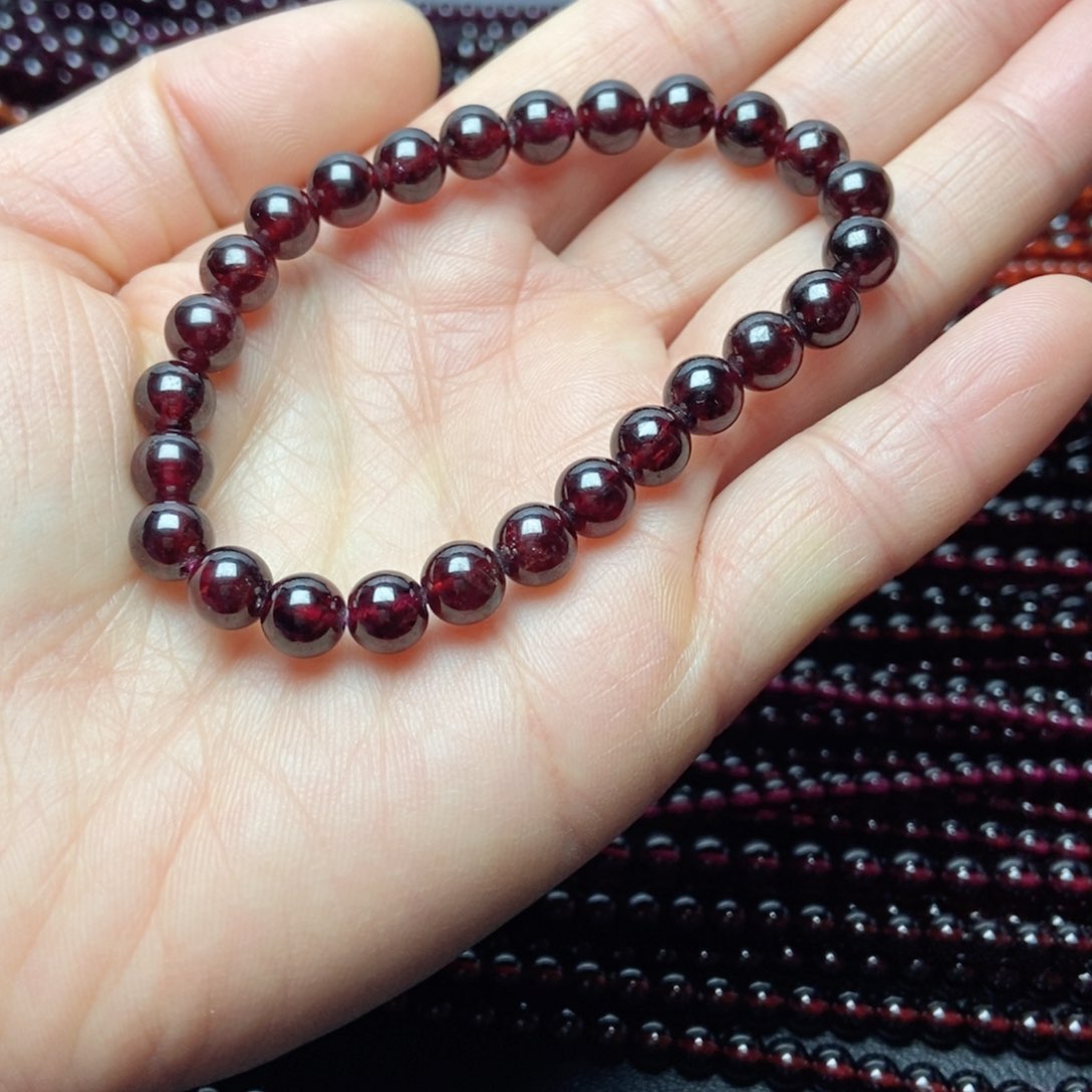 未镶嵌手链石榴石7酒红色
