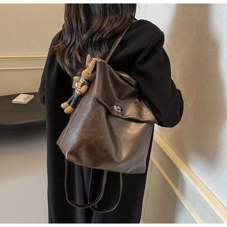 双肩包大容量休闲复古手提韩版书包休闲高级感旅行背包