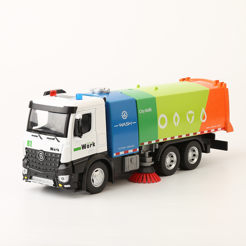 佳都大号合金城市环卫扫地车模型惯性助力玩具工程车彩色垃圾运输