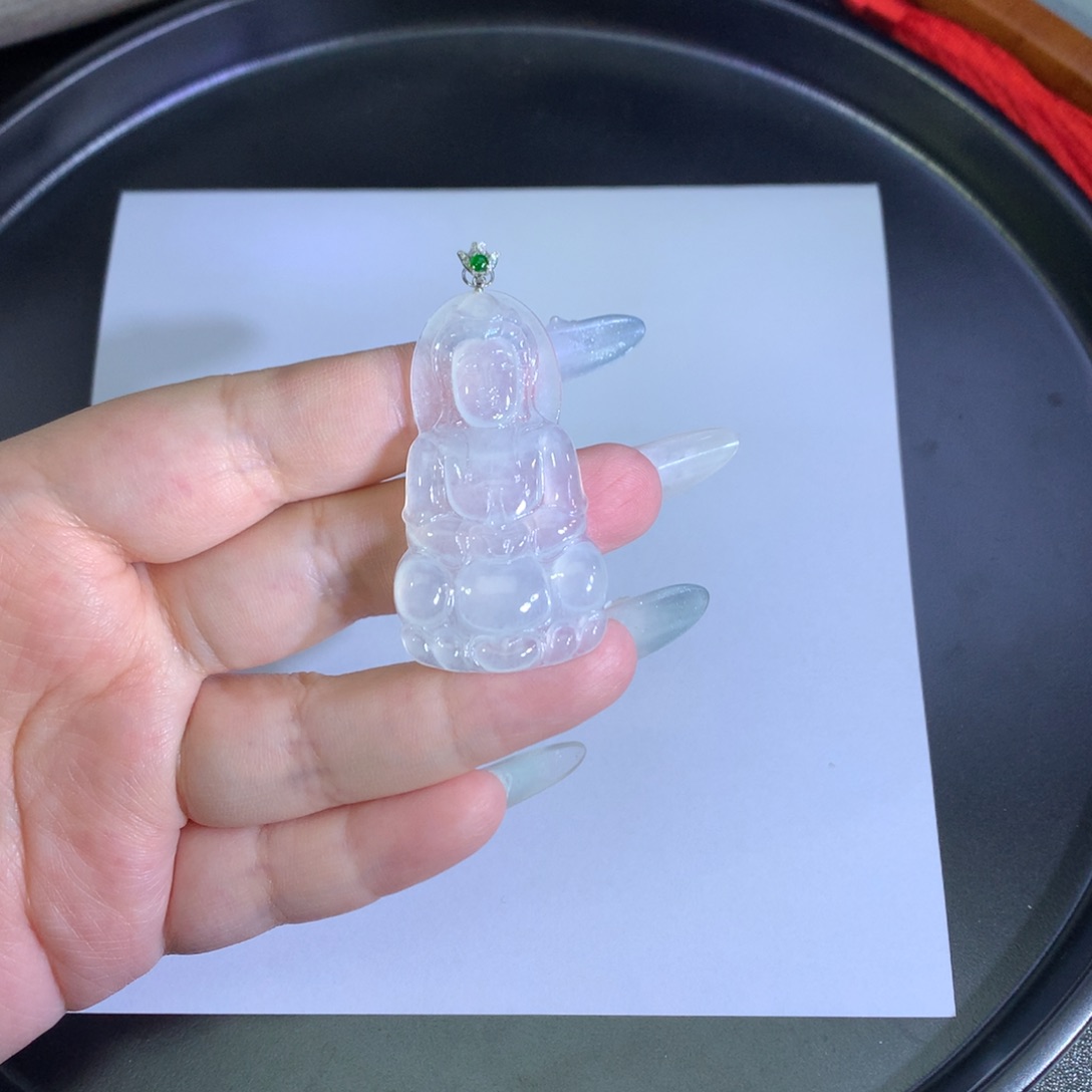 翡翠18K金镶嵌吊坠(不含链)观音