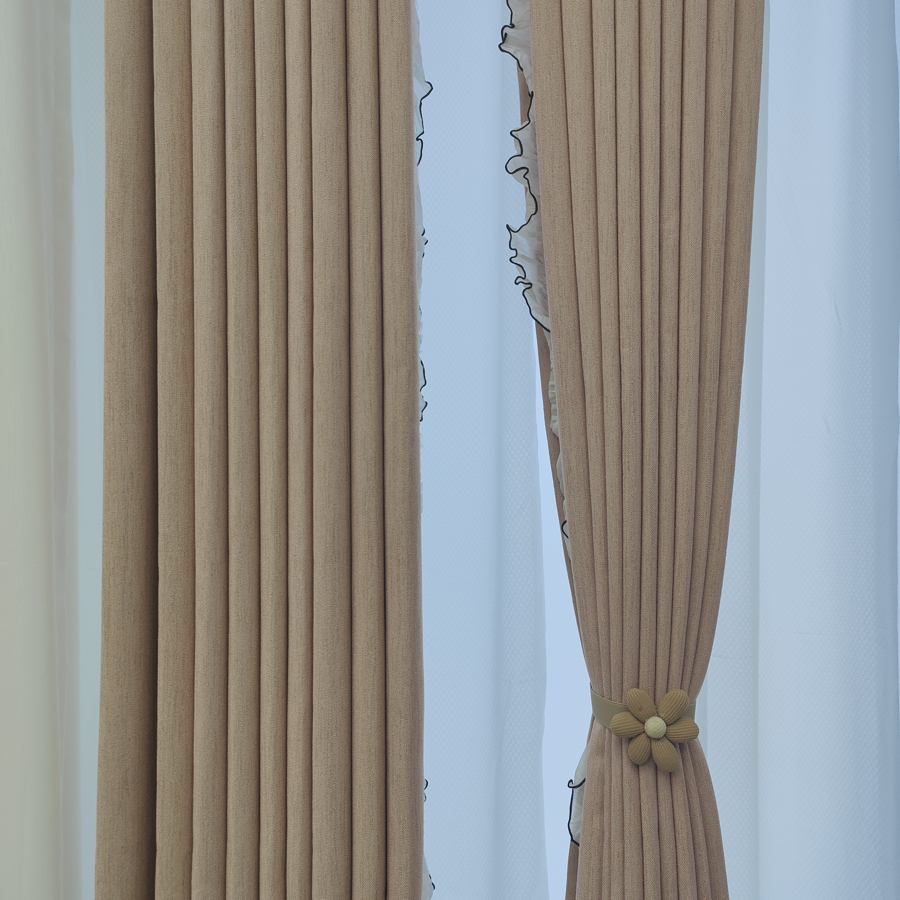 【高端定制】桃之夭夭雪尼尔麻木耳花边高遮光窗帘~以直播间为准