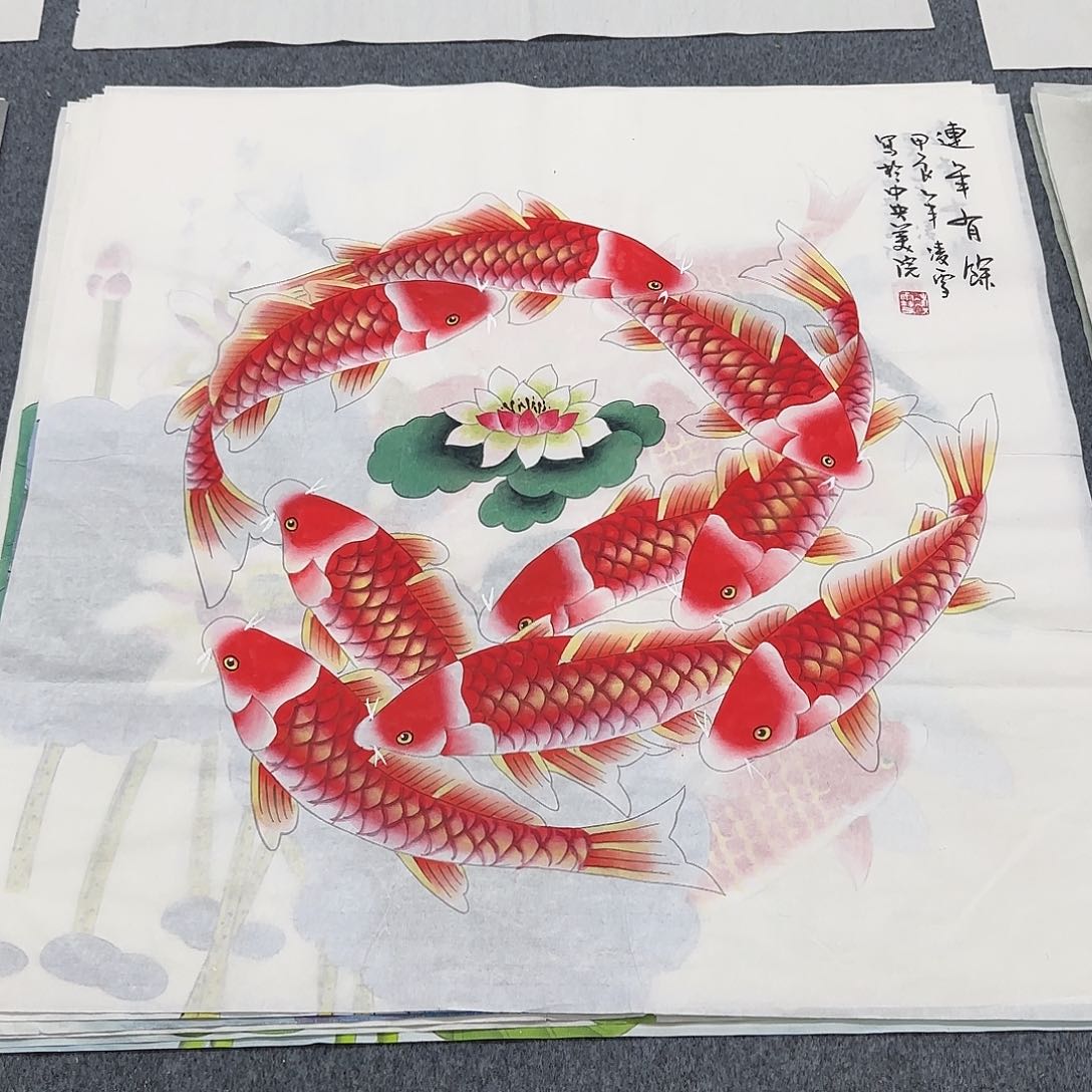 国画尺寸70X70手绘作品