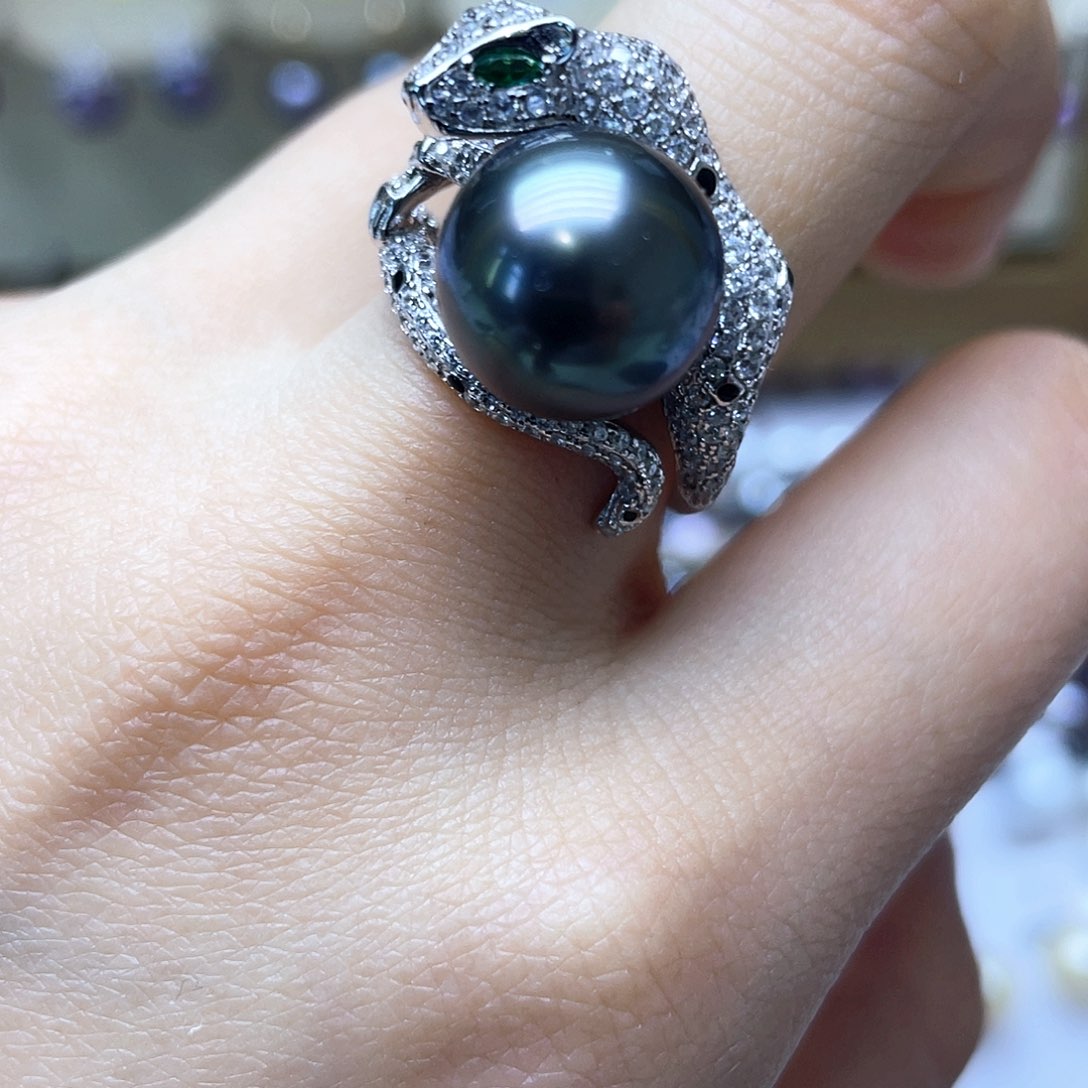 海水珍珠戒指银S925镶嵌