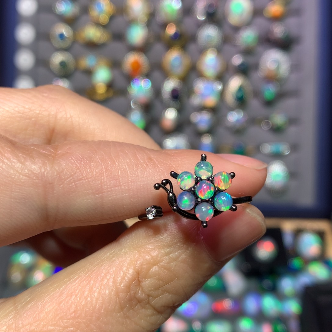 欧泊戒指款式银S925镶嵌