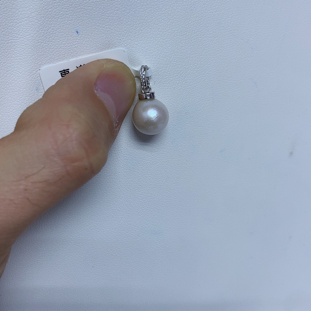 淡水珍珠银S925镶嵌吊坠(不含链)10-11