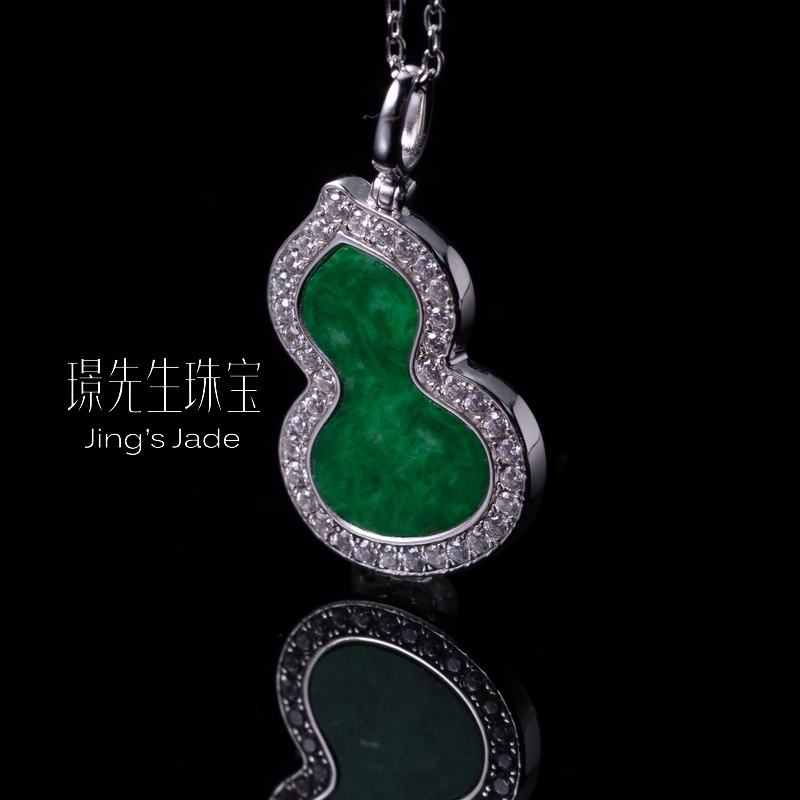 挂绿|银镶缅甸翡翠辣阳绿葫芦吊坠多样性发货*YDA00868*【YD】