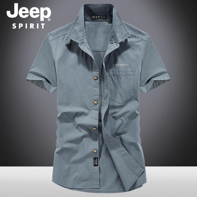 JEEPSPIRIT吉普官方正品短袖衬衫男士夏季新款纯棉寸轻奢痞帅男装
