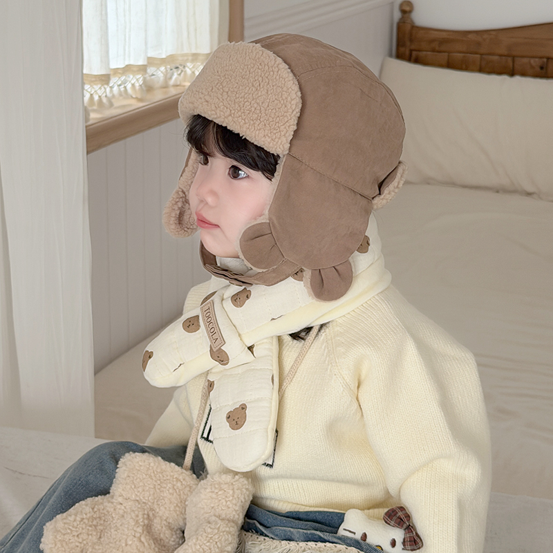 宝宝帽子加厚保暖雷锋帽护耳帽瓜皮帽套头帽秋冬飞行员帽户外出游