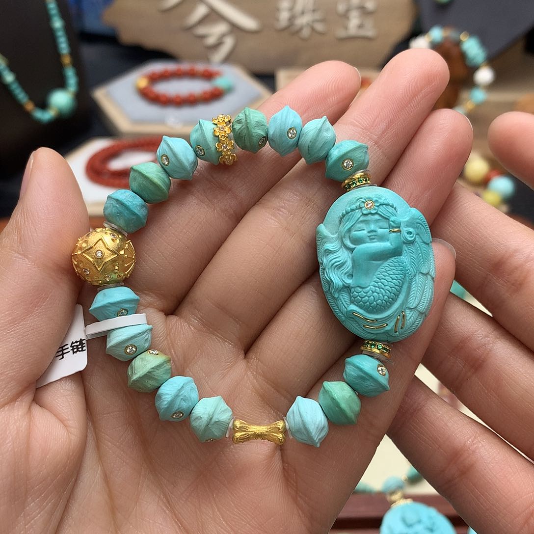 绿松石手链18K金镶嵌