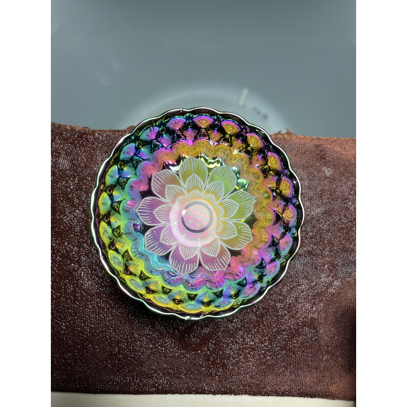 七彩白莲银莲带夜光杯葵口陶瓷茶具主人杯精美