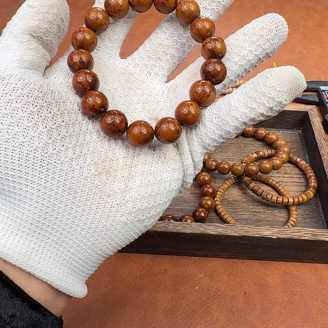 手串菩提根/象牙果紫金鼠圆珠单圈