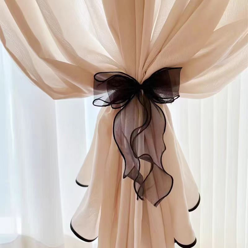 黑色欧根纱丝带绑带小饰品窗帘配件装饰绑带法式浪漫窗帘绑带点缀