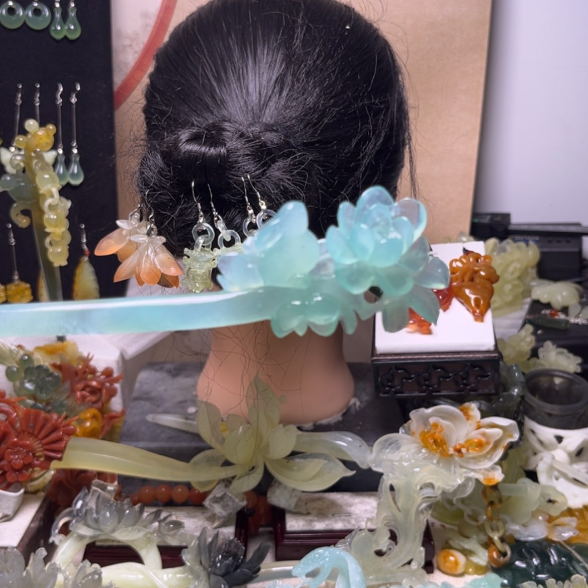 【闪购商品】合金蛇纹石玉发饰可**嘟