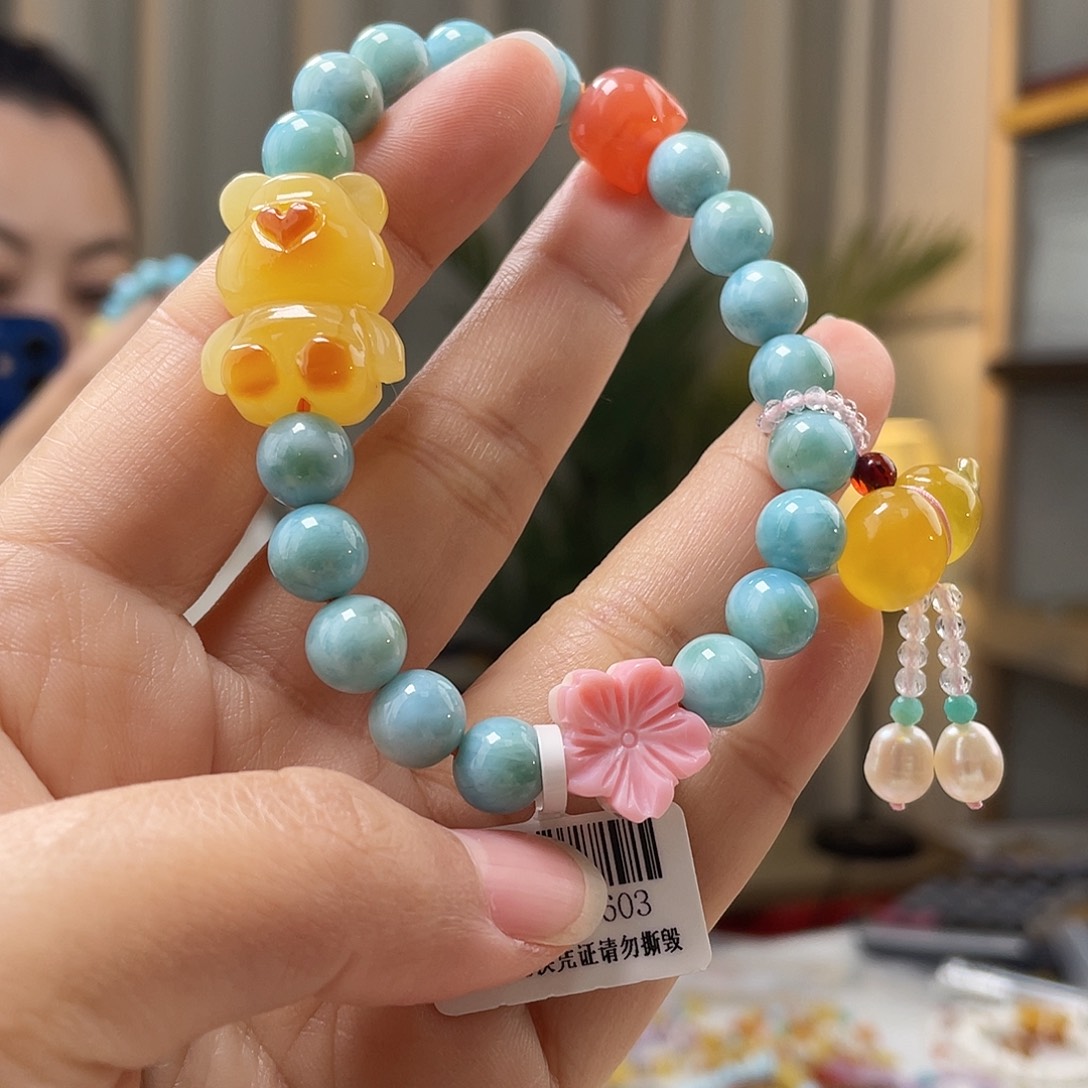 琥珀裸石未镶嵌蜜蜡手串