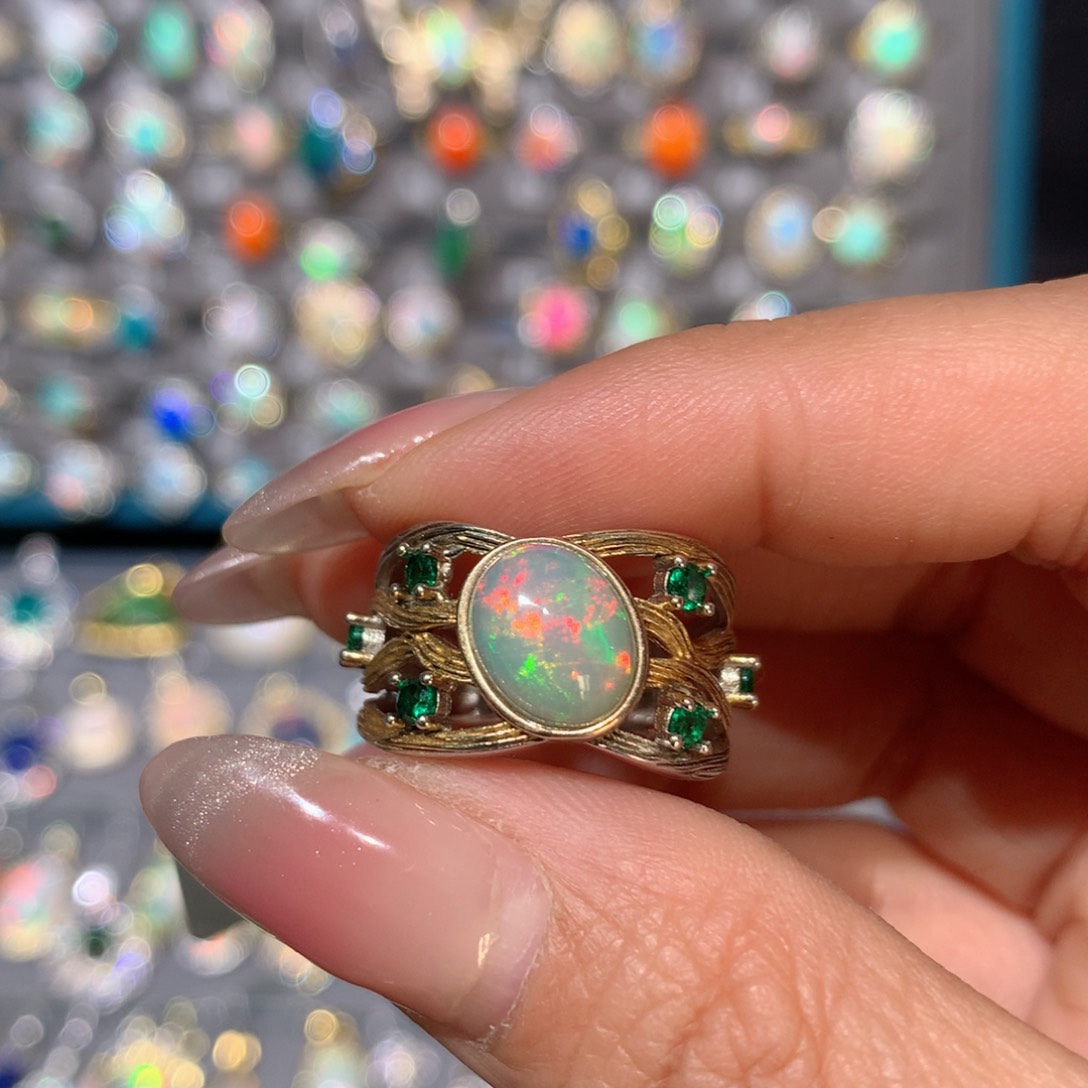 欧泊福利戒指银S925镶嵌