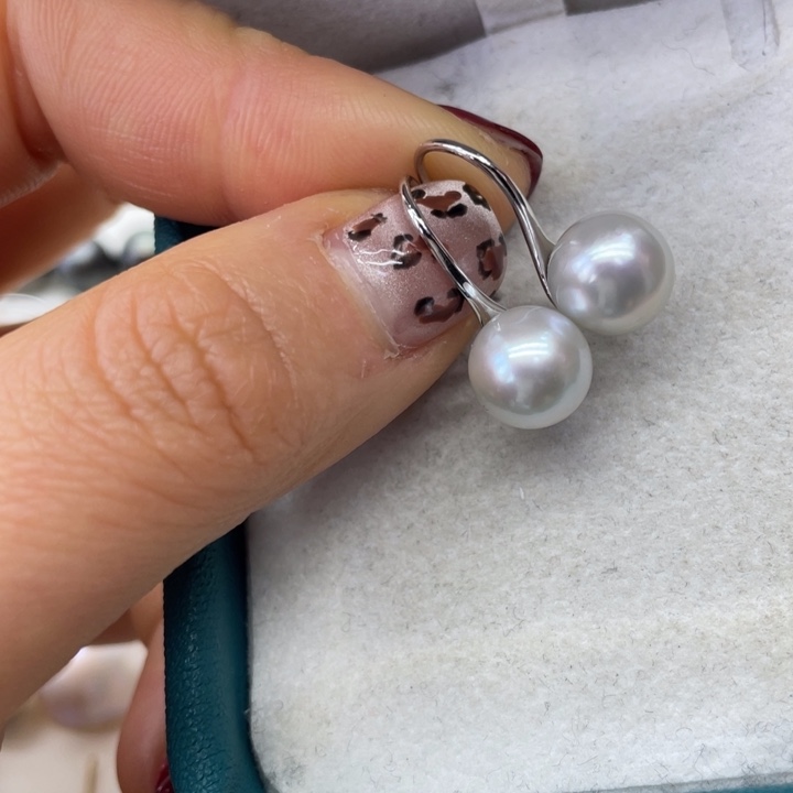 海水珍珠耳饰银S925镶嵌