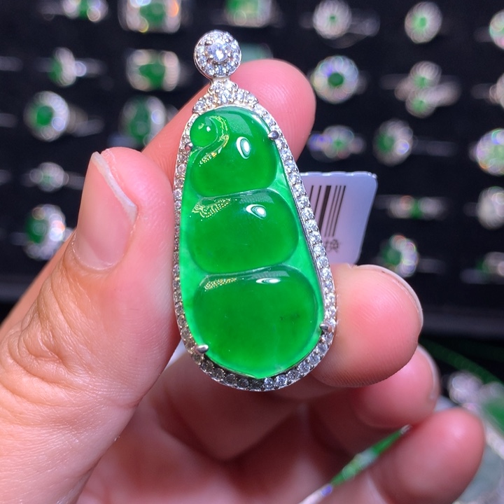 【闪购商品】翡翠银S925镶嵌吊坠(不含链)天然翡翠