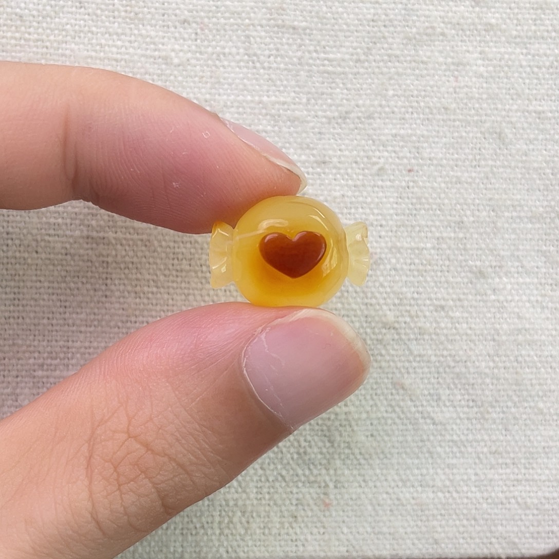琥珀未镶嵌珠宝奇石爱心糖果