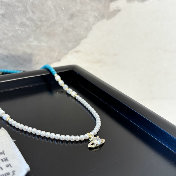 铜合金仿珍珠项链 白地球双色zz项链XL3227