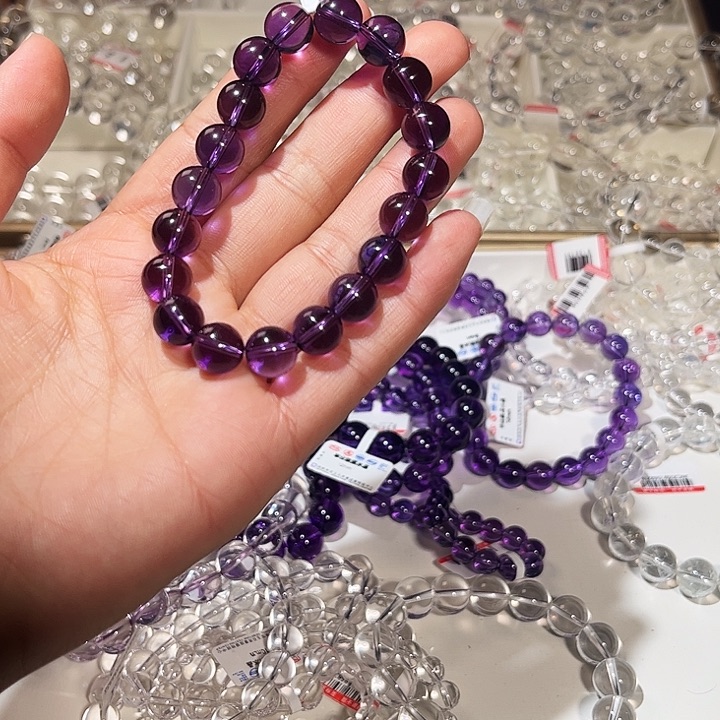 玉紫白晶手链10 m m