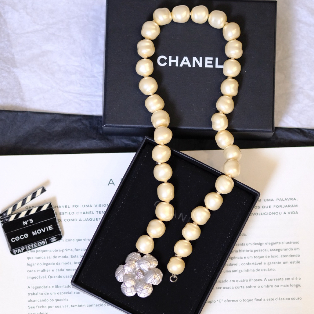 99新 Chanel/香奈儿 Chanel Vintage 山茶花珍珠项链