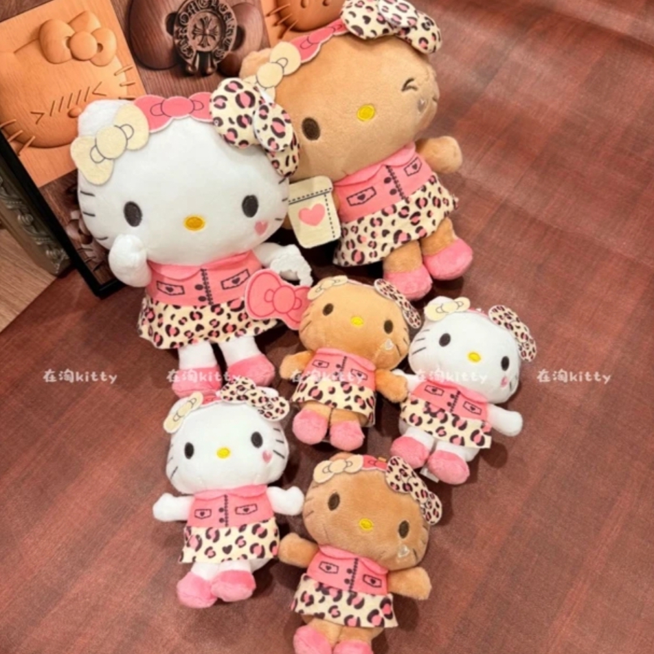 美版黑皮爱心豹纹hellokitty包包挂件挂饰毛绒挂件