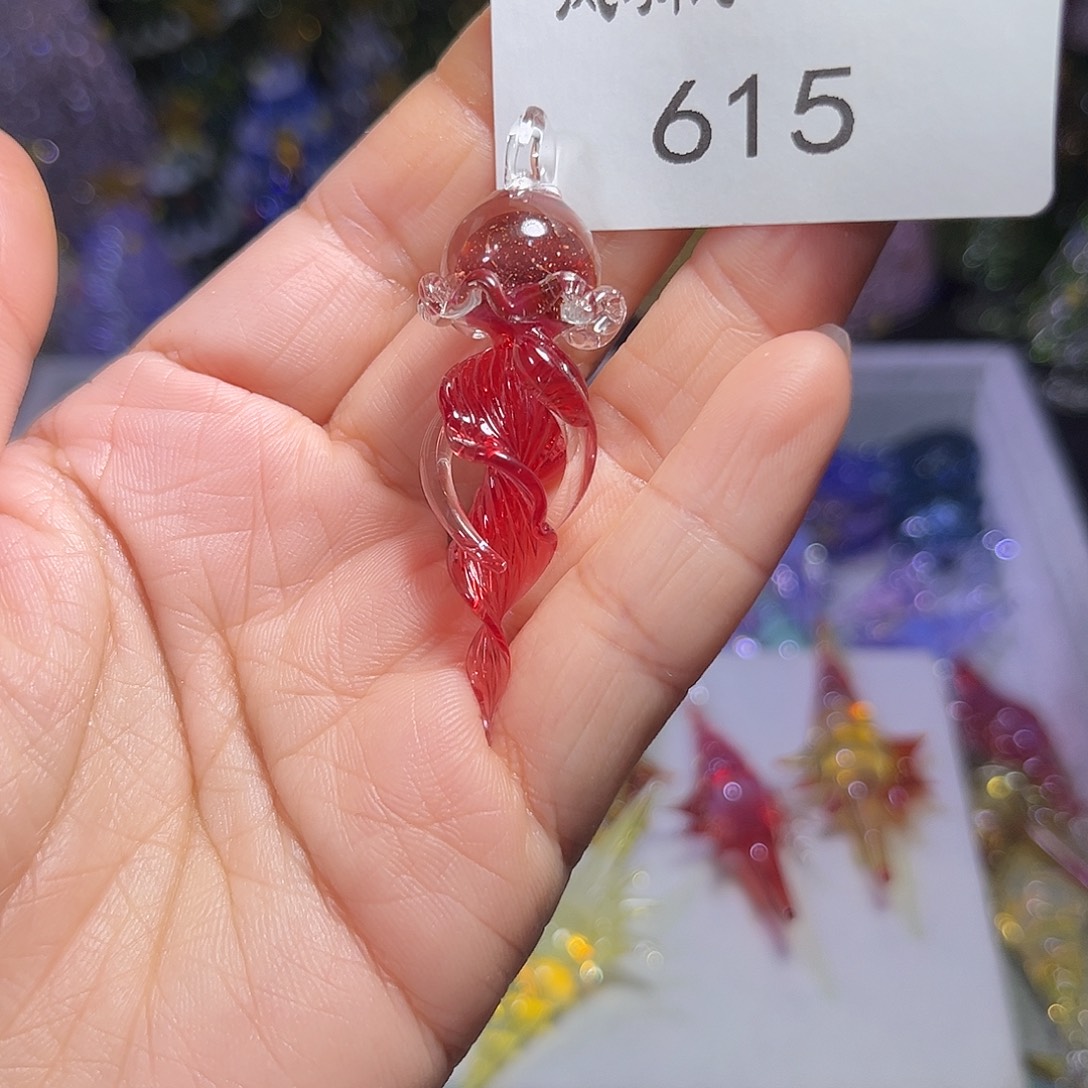 玻璃吊坠（不含链）615水母吊坠
