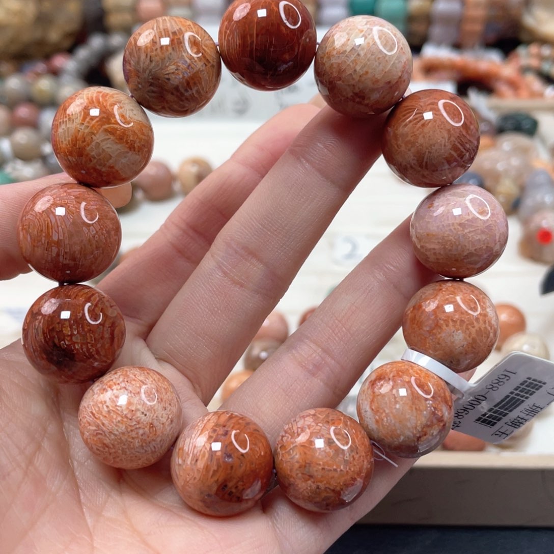 未镶嵌手链硅化玉圆**肖050