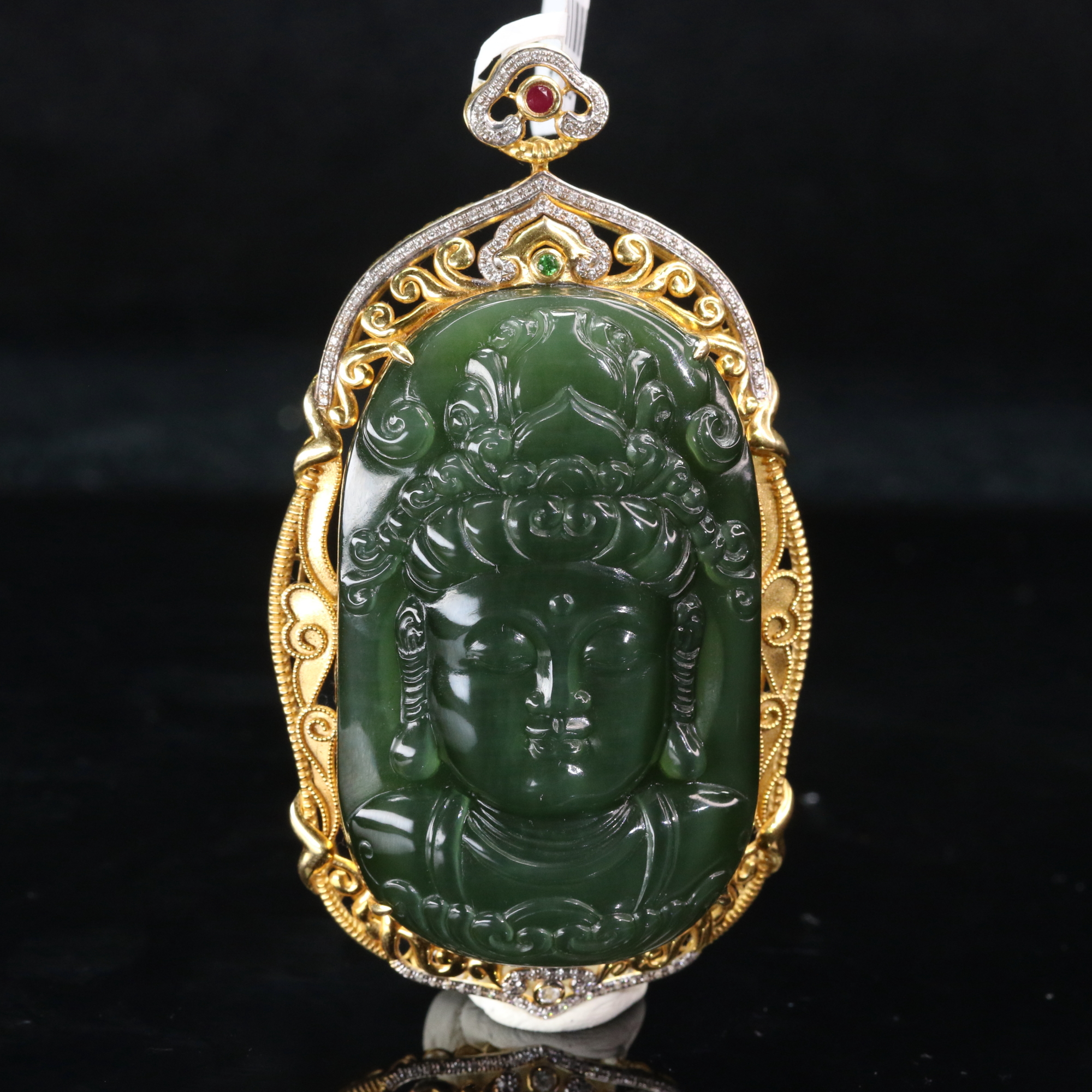 9和田玉18K观音吊坠/800329北京中保拍卖