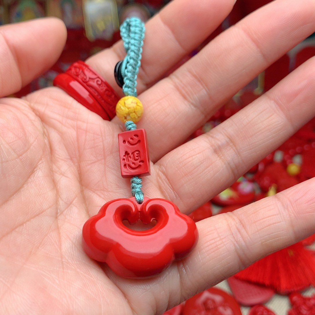 天然辰砂工艺品朱砂钥匙扣