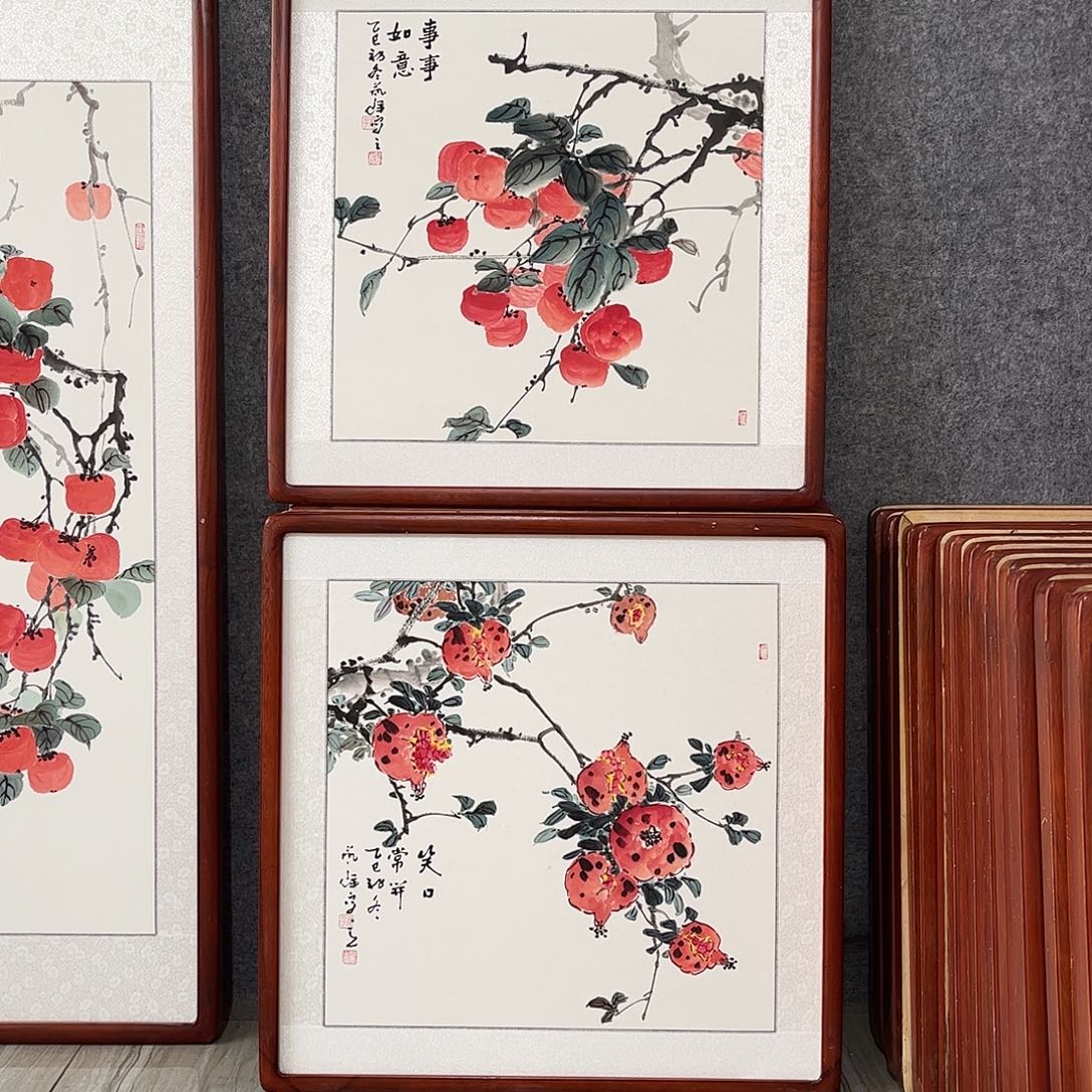 国画书画作品带框63×63