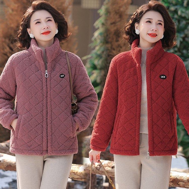 2025新款秋冬装颗粒绒外套洋气中老年冬季加绒加厚