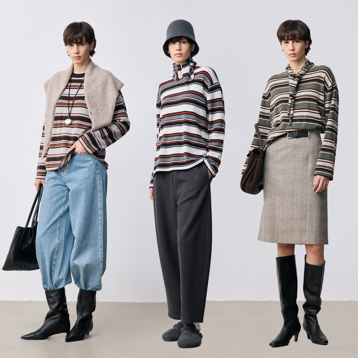 MARIUS“德芙条”MIU风美拉德氛围宽松条纹针织套衫