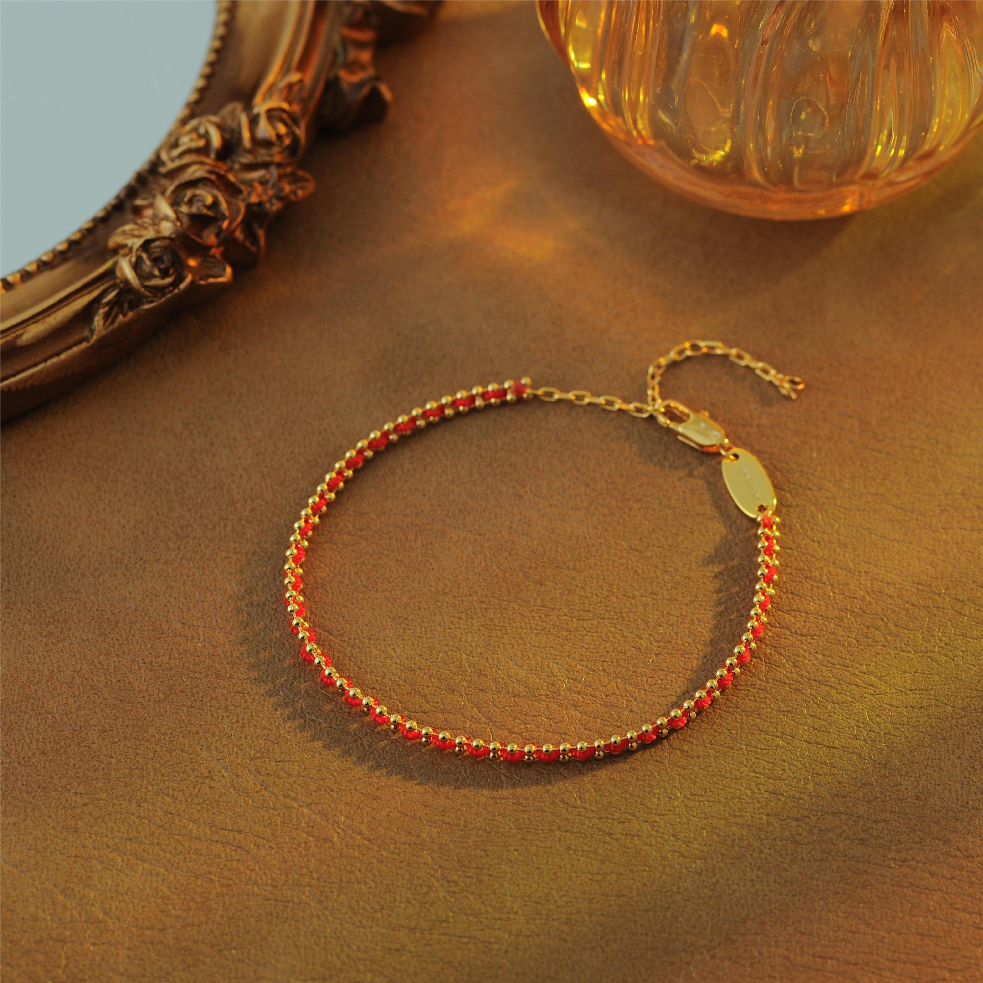 合金手链157号本年款本命年法国红绳手链镀金高级感轻奢百搭情侣