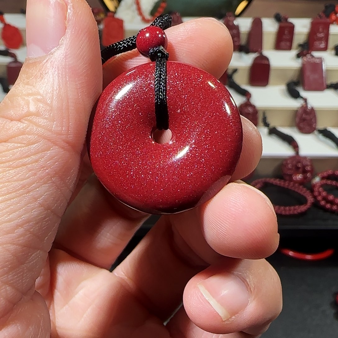 天然辰砂紫金砂平安扣13