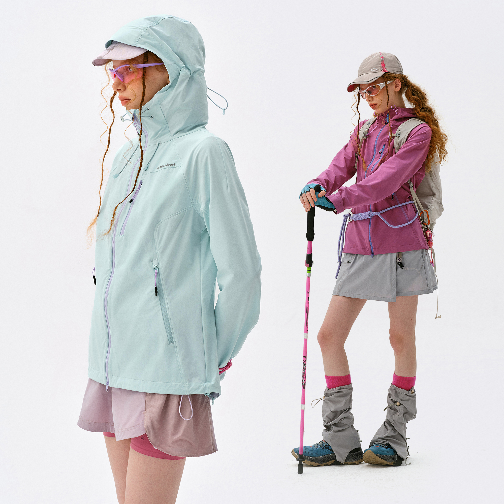 Monterest瞬时山野户外C6防泼水撞色拉链修身软壳夹克外套女款