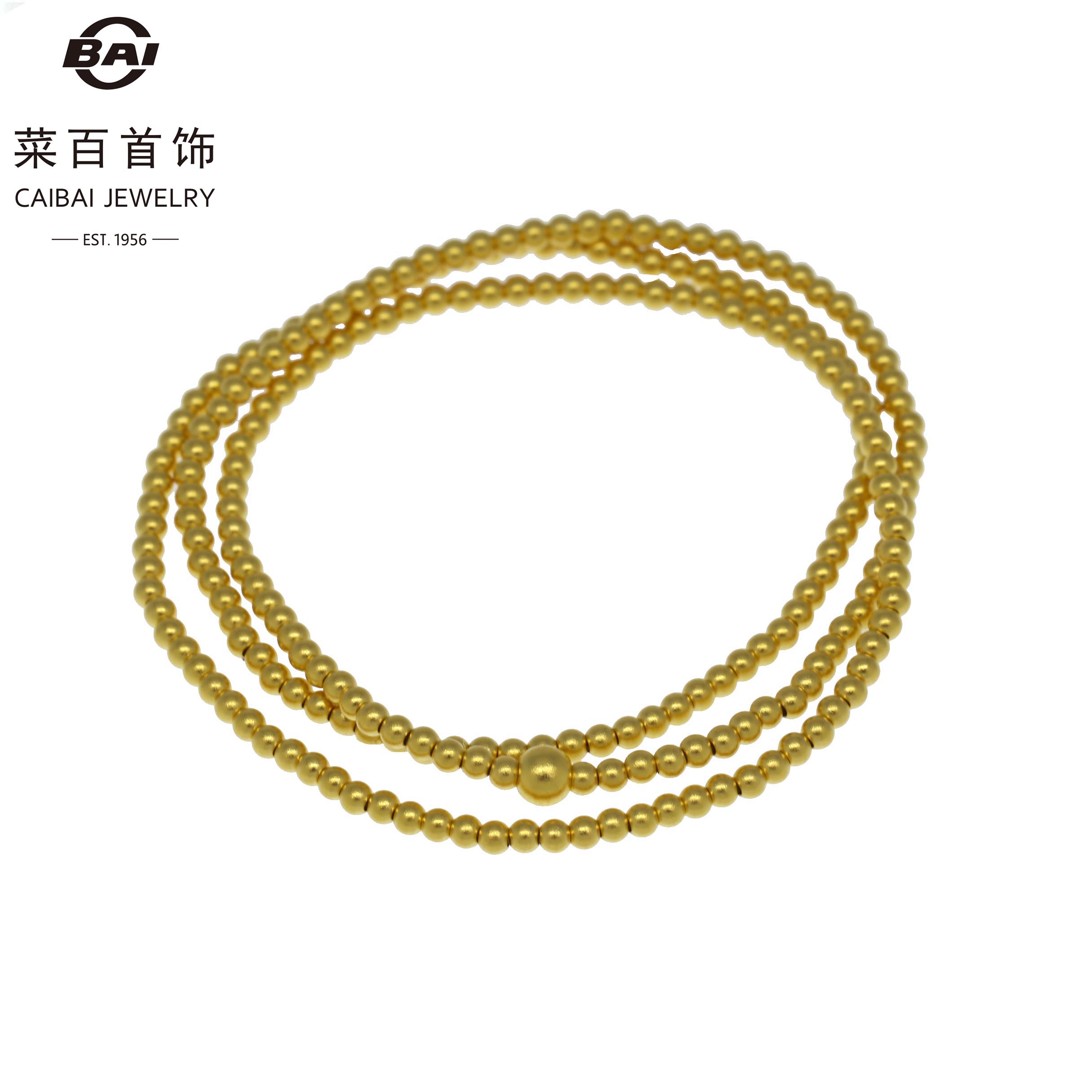 CAIBAI JEWELRY/菜百首饰足金手串 古法素珠手串