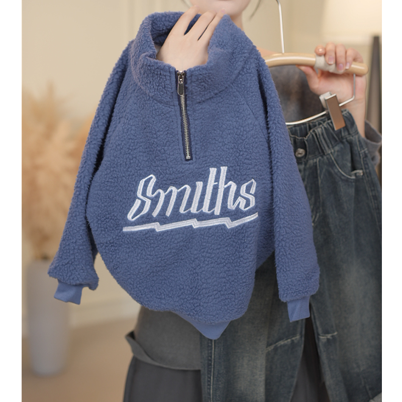 秋冬款加厚新款男女童冬季时尚休闲百搭半拉链卫衣