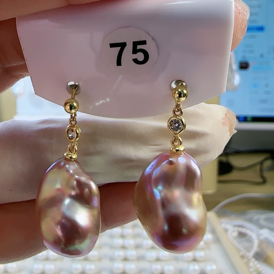 淡水珍珠耳坠（特价有瑕）银S925镶嵌