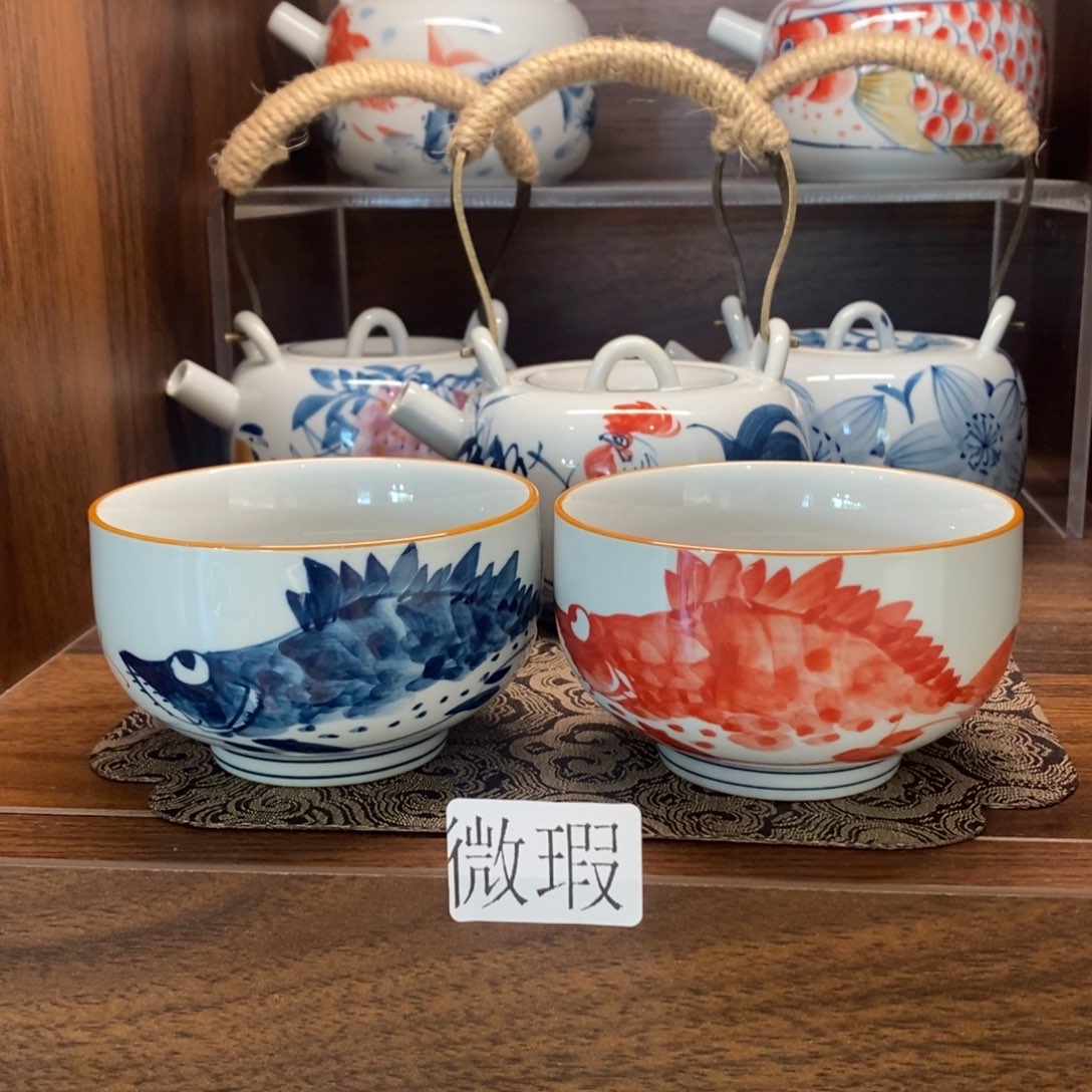 釉下手绘茶具微瑕手工绘制
