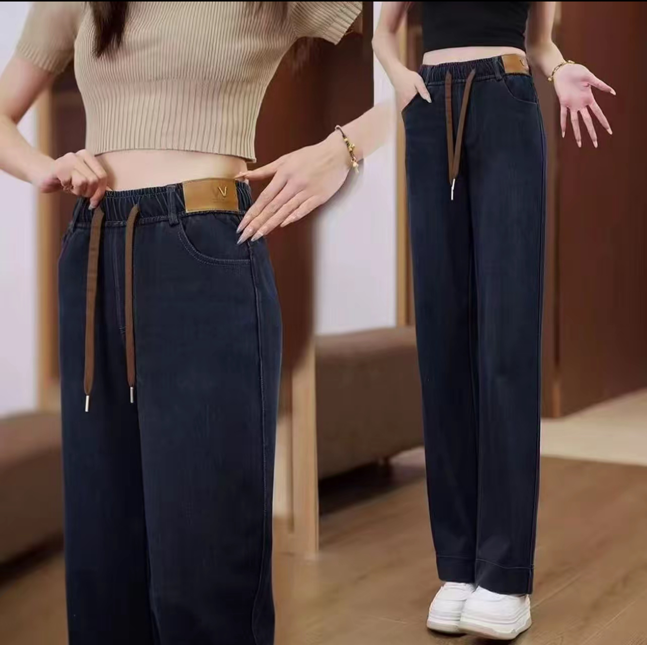 徐心橙秋冬加绒加厚弹力休闲牛仔裤