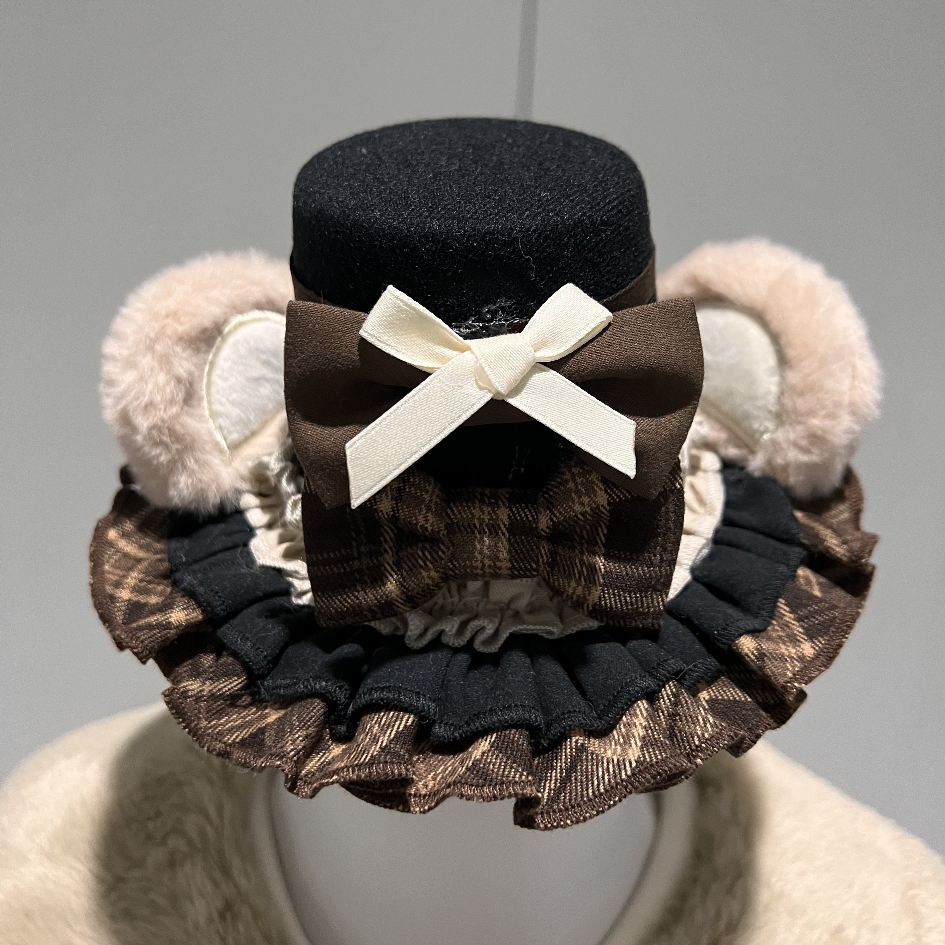 小欣原创 侦探小熊官配小物 俏皮可爱软萌小熊lolita礼帽头饰