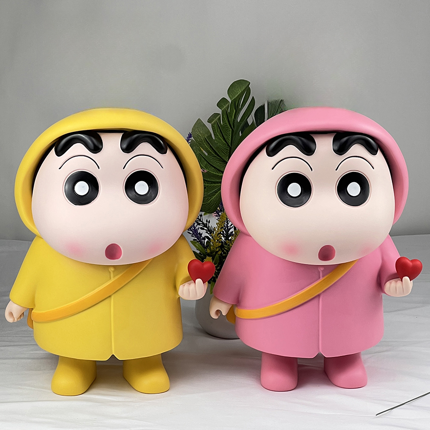 （送伞+小白）35cm超大号雨衣比心小新可爱卡通手办模型桌面摆件