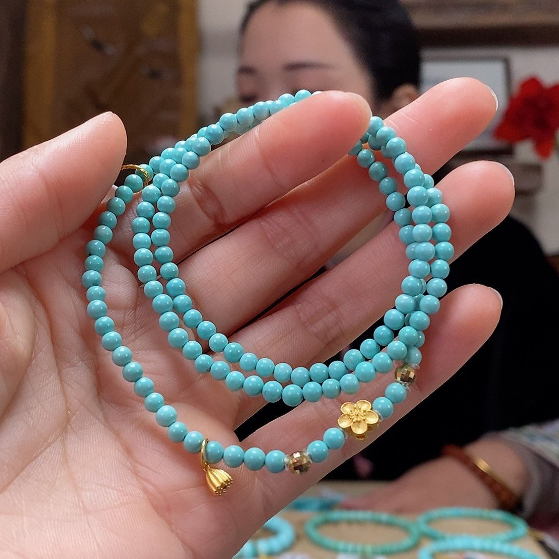 绿松石珠宝奇石18K金镶嵌